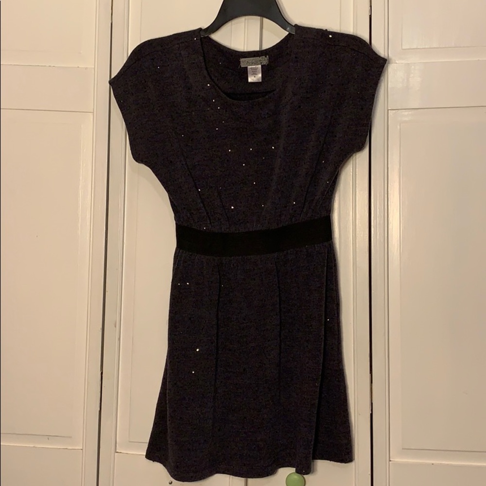 Sparkle belted sweater dress